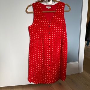 Red 100% silk flower print Madewell dress.
